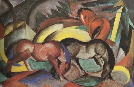 Franz Marc Three Horses (mk34) oil painting picture